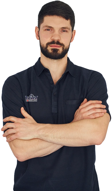 everest bearded man wearing a polo shirt